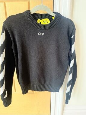 Off-White Kids Black Diagonal Stripe Knit Sweater Boys Size 8